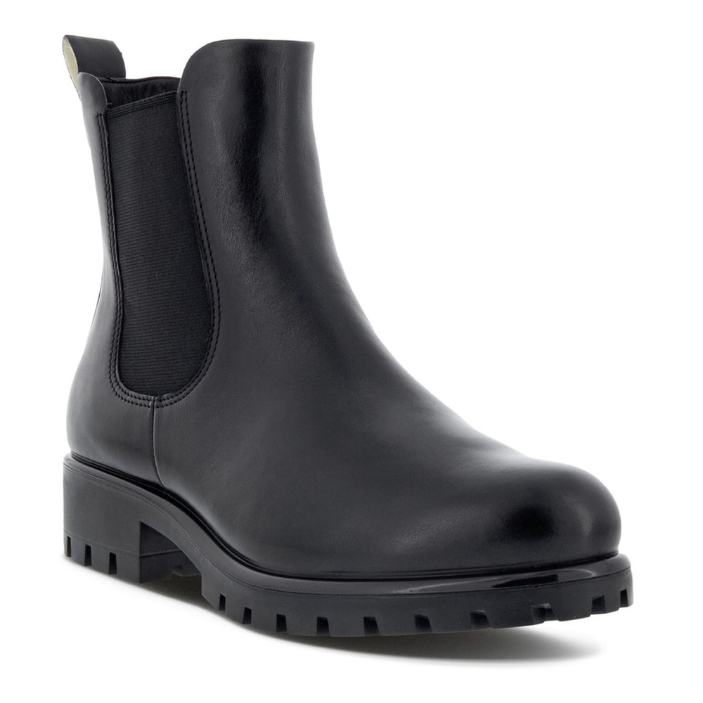 ECCO Womens Black Lug Sole Goring Modtray Round Toe Leather Chelsea Size 9 / 9.5